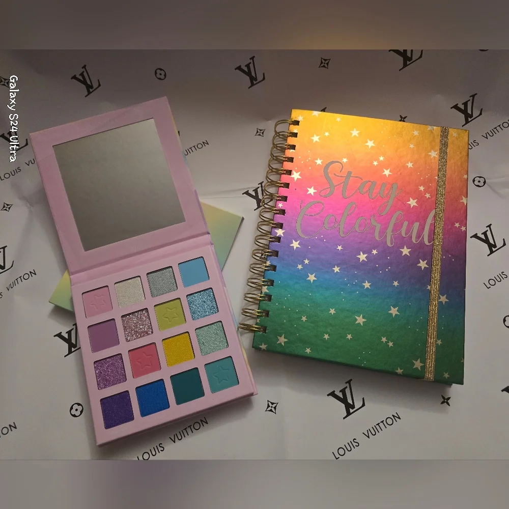 2 Piece Set: Life In Pastel 16 Eyeshadow Pallet & Stay Colorful Notebook NEW